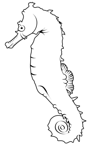 Common Seahorse (Hippocampus Kuda) Coloring Page